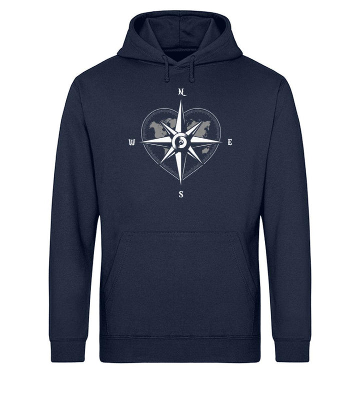 Kompass Herz · Unisex Bio Hoodie-Unisex Bio Hoodie-French Navy-XS-Mooinzen