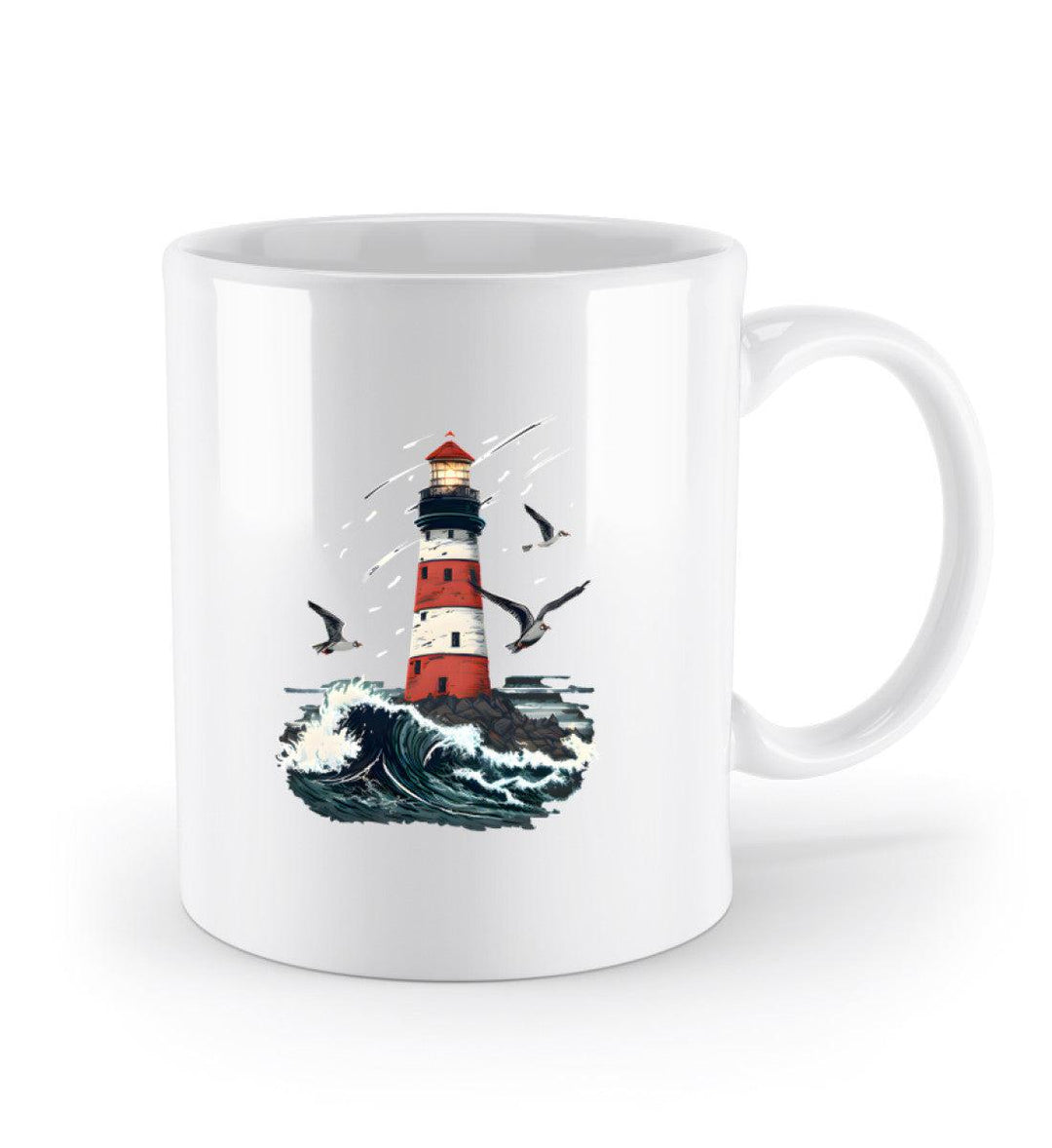 Leuchtturm Wellen · Keramik Tasse weiß-Keramik Tasse weiß-Mooinzen