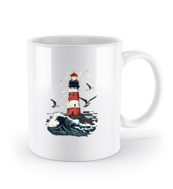 Leuchtturm Wellen · Keramik Tasse weiß-Keramik Tasse weiß-Mooinzen