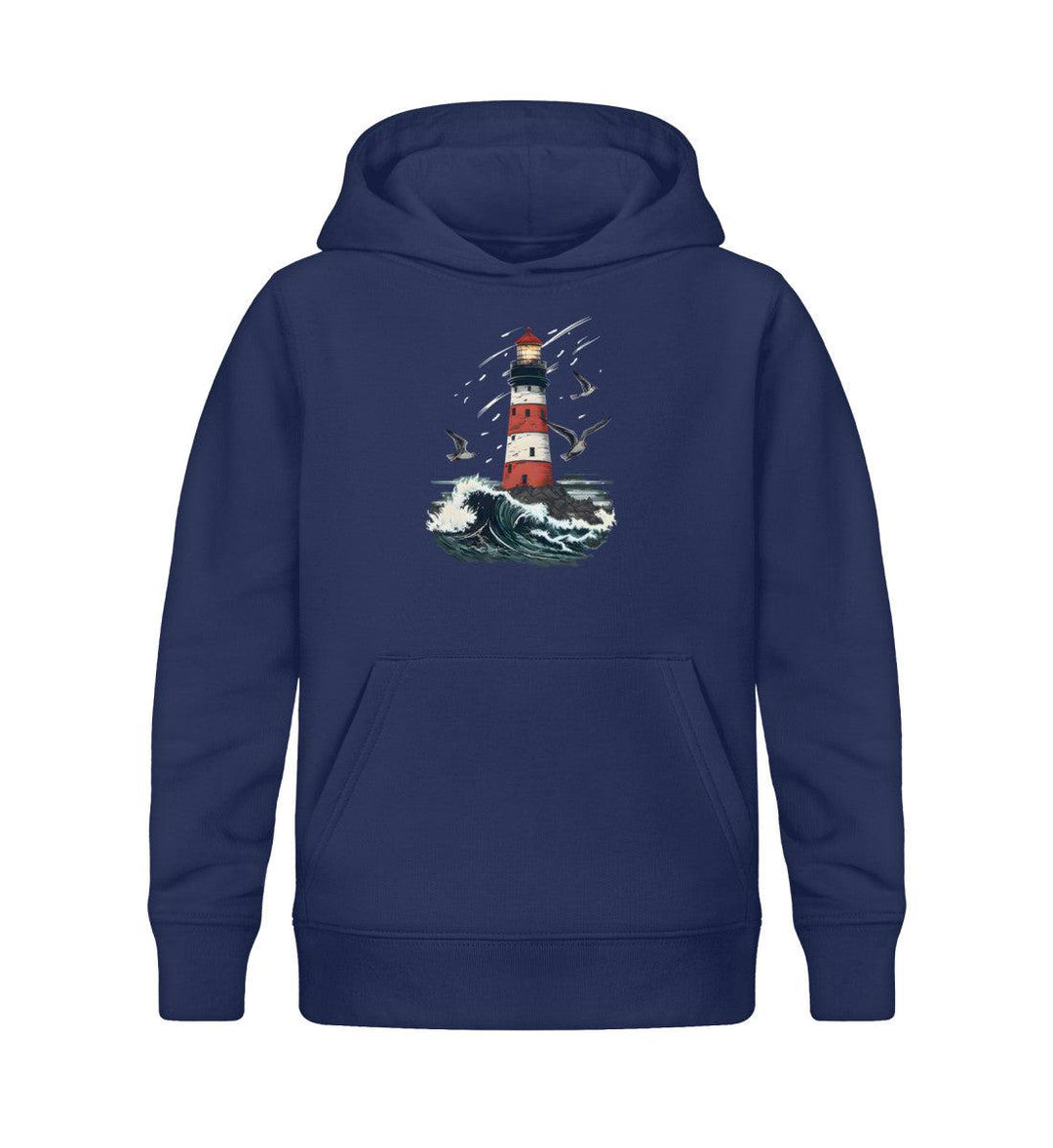 Leuchtturm Wellen · Kinder Premium Bio Hoodie-Kinder Premium Bio Hoodie-French Navy-12/14 (152/164)-Mooinzen