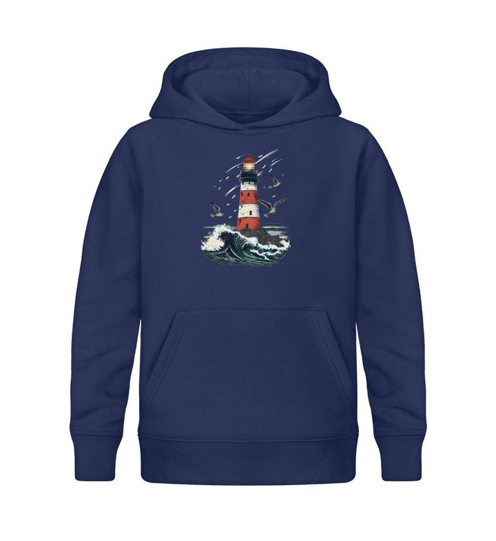Leuchtturm Wellen · Kinder Premium Bio Hoodie-Kinder Premium Bio Hoodie-French Navy-12/14 (152/164)-Mooinzen
