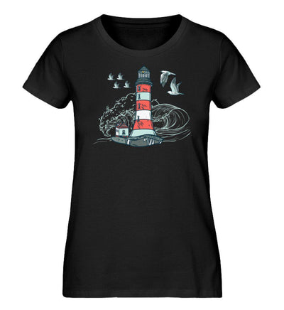 Leuchtturm im Sturm · Damen Premium Bio T-Shirt-Damen Premium Bio T-Shirt-Black-S-Mooinzen
