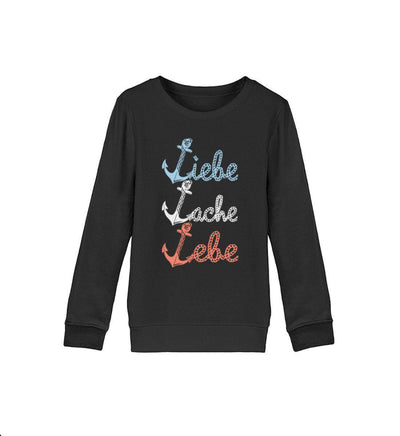 Liebe Lache Lebe · Kinder Premium Bio Sweatshirt-Kinder Premium Bio Sweatshirt-Black-12/14 (152/164)-Mooinzen