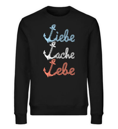 Liebe Lache Lebe · Unisex Premium Bio Sweatshirt-Unisex Premium Bio Sweatshirt-Black-S-Mooinzen