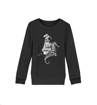 Möwe reitet Seepferdchen · Kinder Premium Bio Sweatshirt-Kinder Premium Bio Sweatshirt-Black-12/14 (152/164)-Mooinzen