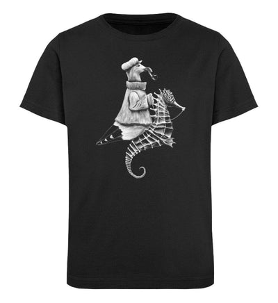 Möwe reitet Seepferdchen · Kinder Premium Bio T-Shirt-Kinder Premium Bio T-Shirt-Black-12/14 (152/164)-Mooinzen
