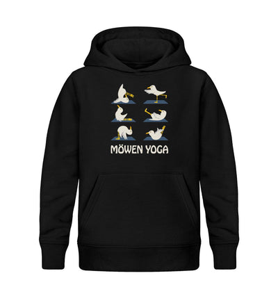 Möwen Yoga · Kinder Premium Bio Hoodie-Kinder Premium Bio Hoodie-Black-12/14 (152/164)-Mooinzen