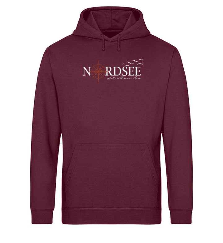 Nordsee Watt Meer · Unisex Bio Hoodie-Unisex Bio Hoodie-Burgundy-XS-Mooinzen