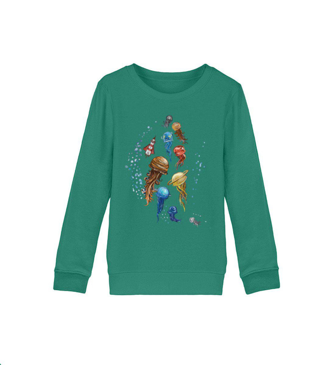 Quallen Universum · Kinder Premium Bio Sweatshirt-Kinder Premium Bio Sweatshirt-Varsity Green-12/14 (152/164)-Mooinzen